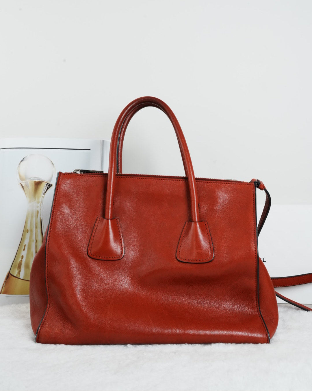 Glace Calf Twin Pocket Satchel