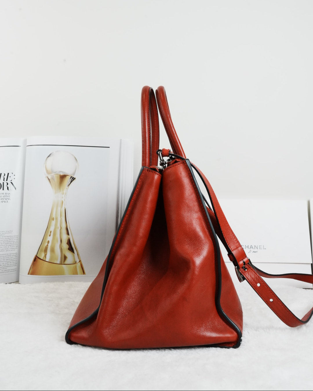 Glace Calf Twin Pocket Satchel