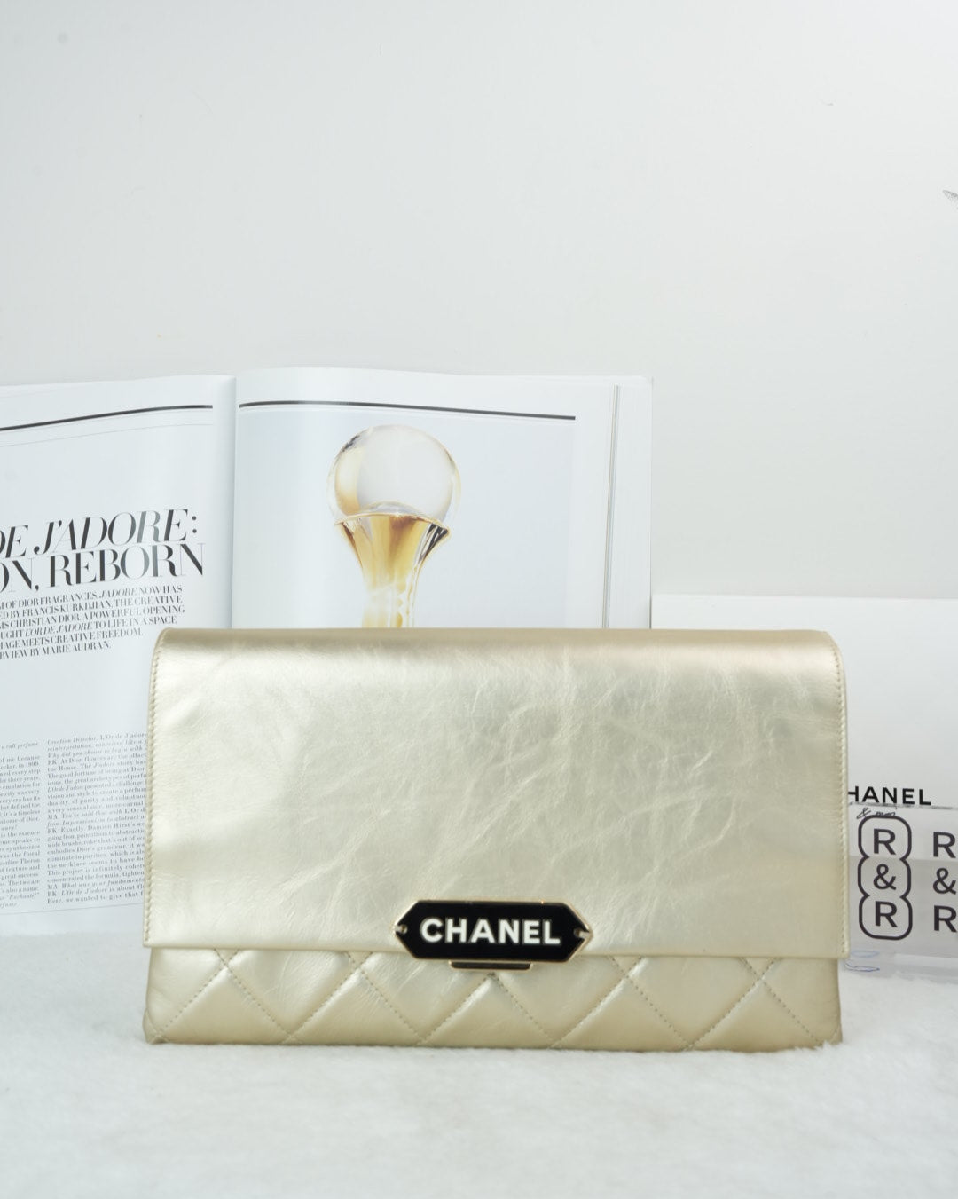 Quilted Retro Label Clutch