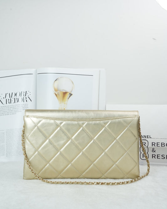 Quilted Retro Label Clutch