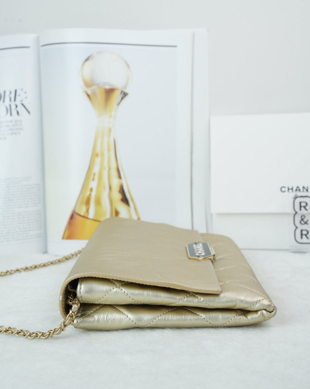 Quilted Retro Label Clutch