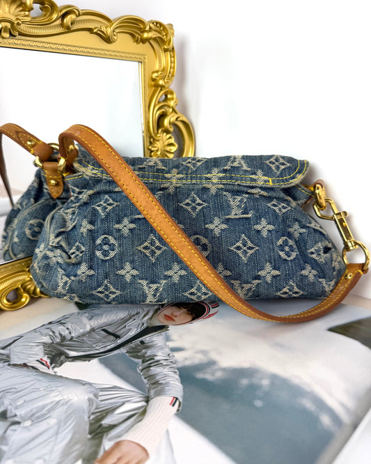 Denim Mini Pleaty Shoulder Bag