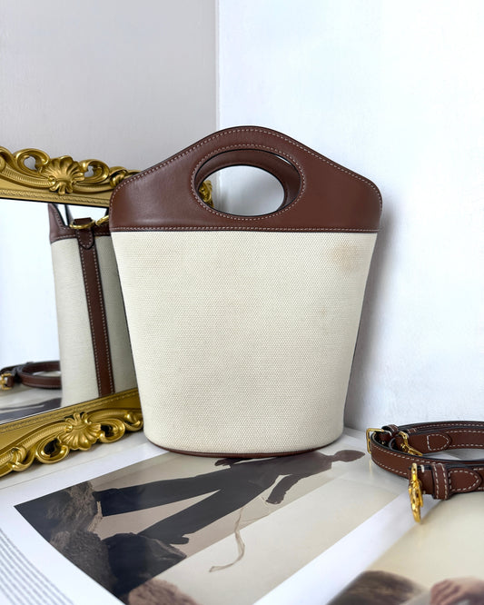 Leather Pocket Bucket Bag