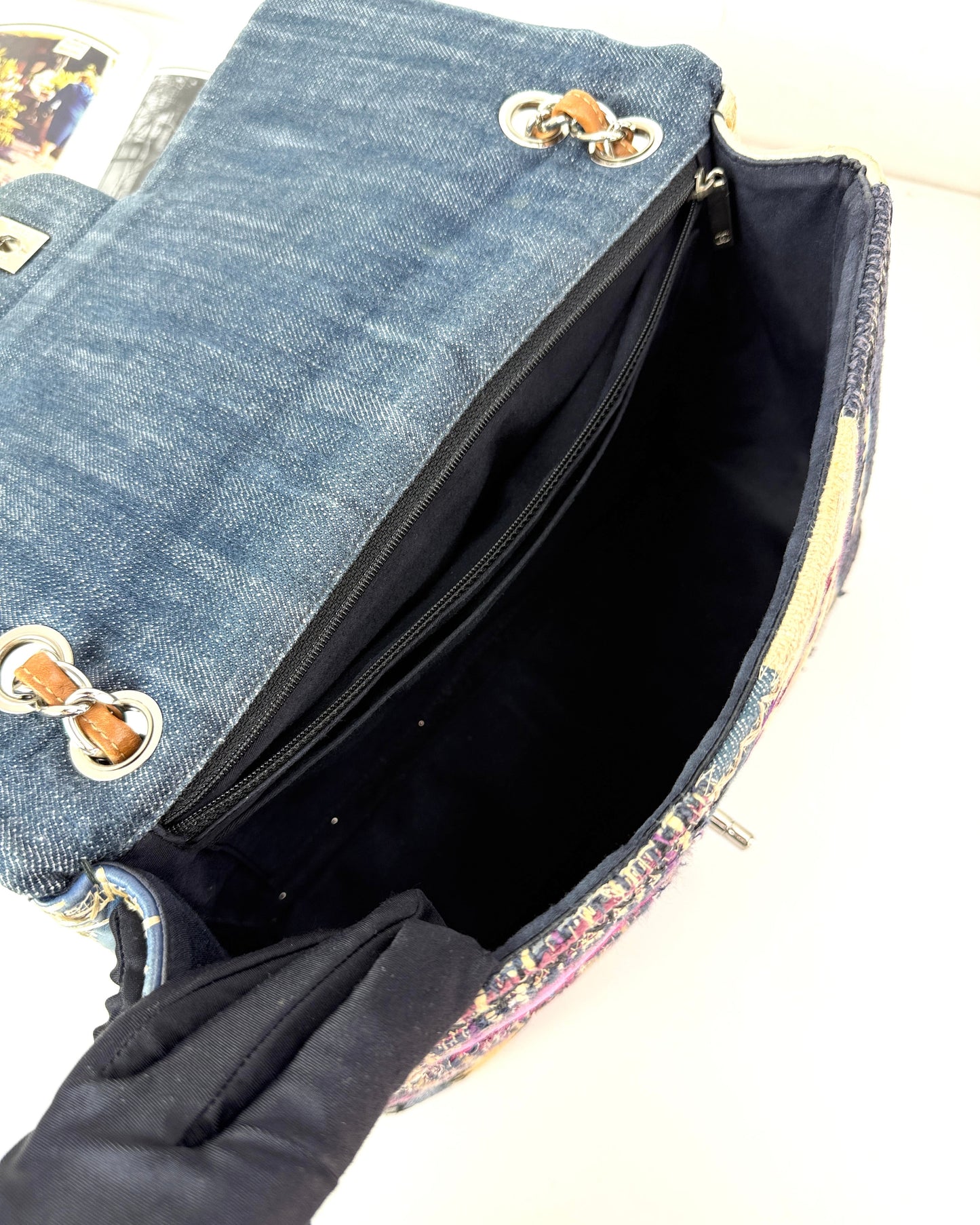 Denim Tweed Patchwork Classic Flap Bag