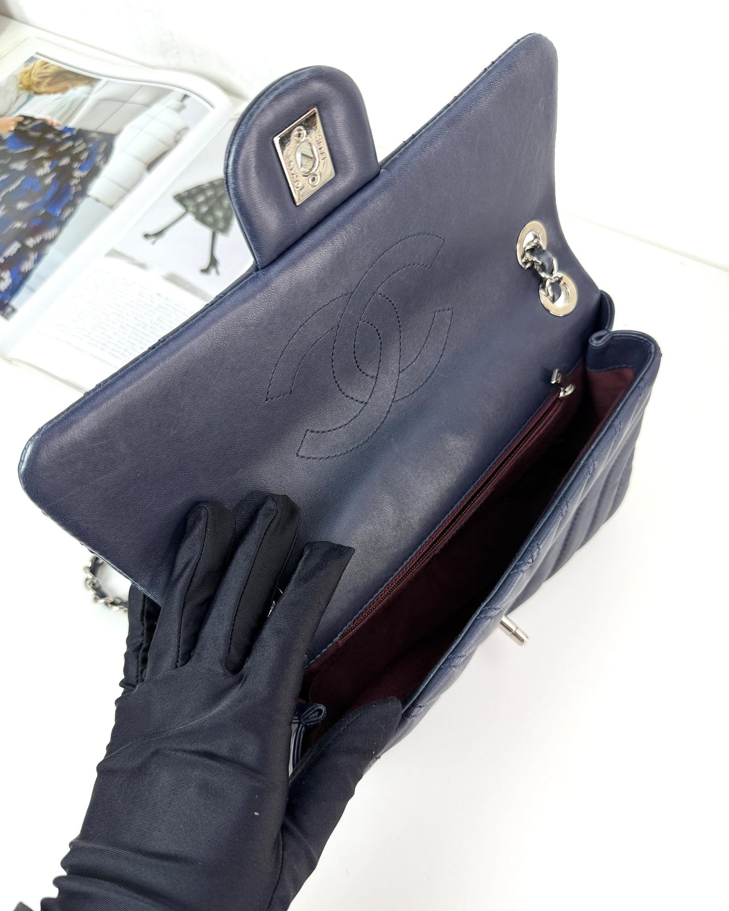 Chevron Quilted Double Stitch Flap Bag