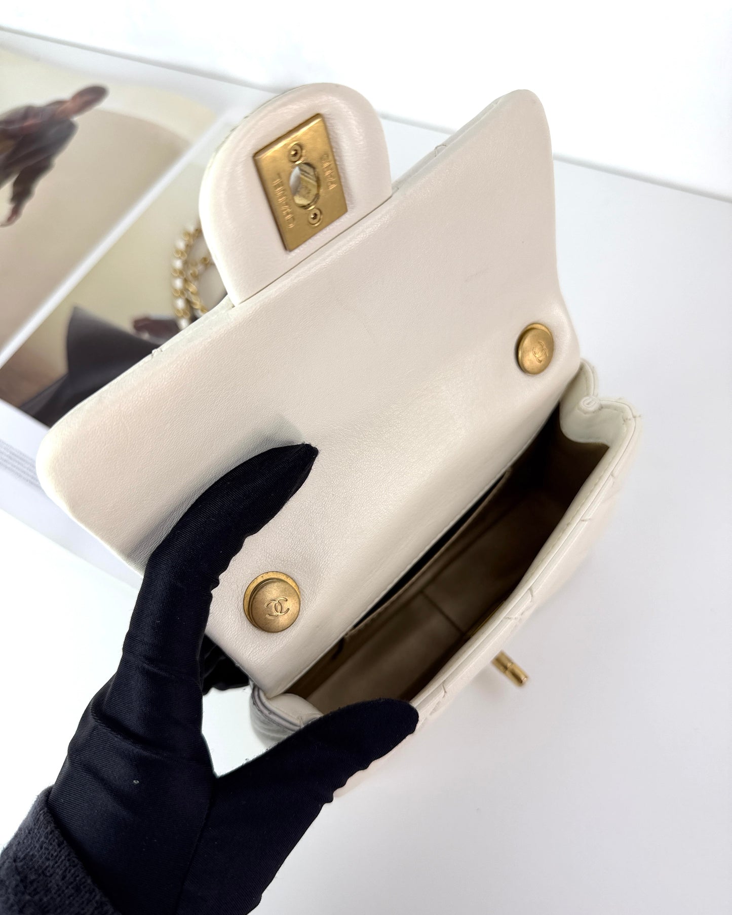 Mini Flap Bag with Pearl Crush