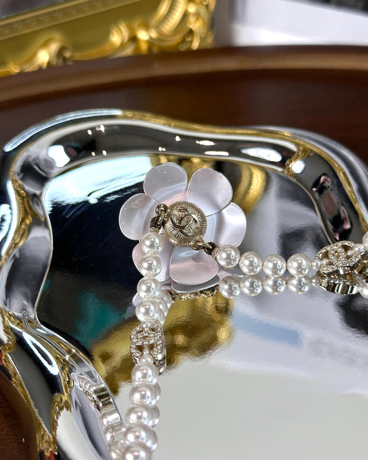 Camellia Crystal Pearl Choker Neckelace