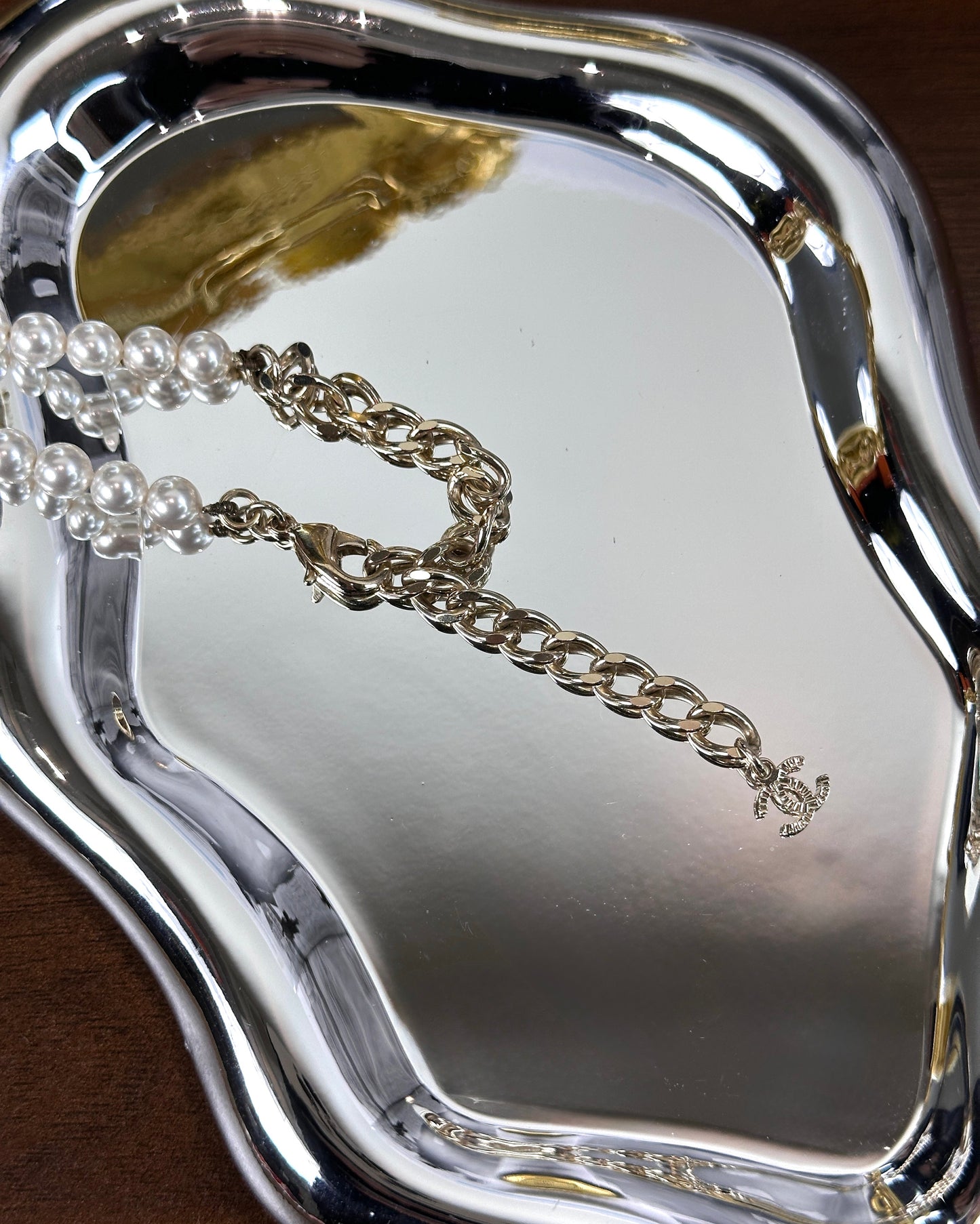 Camellia Crystal Pearl Choker Neckelace