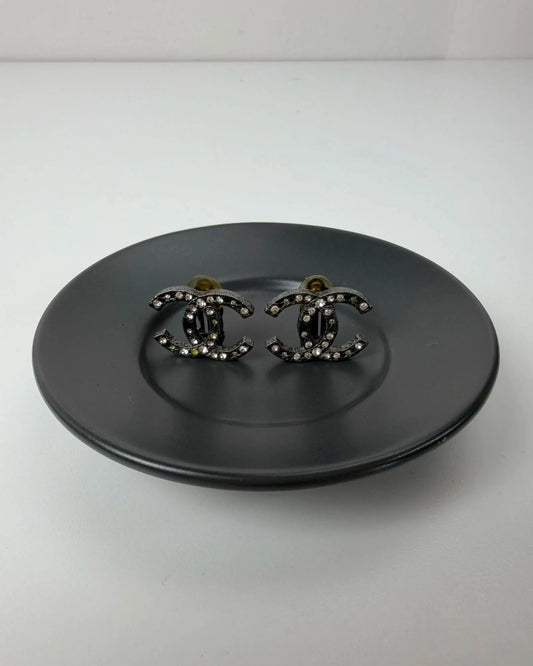 CC Logo Crystal Stud Earrings