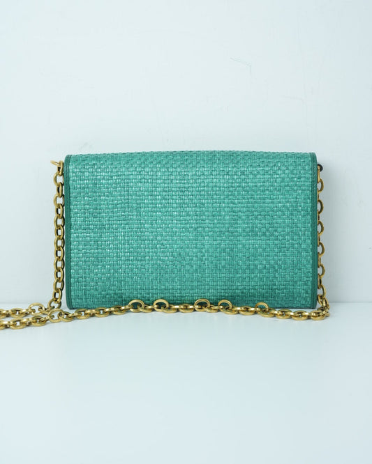 Horsebit 1955 Raffia Chain Bag