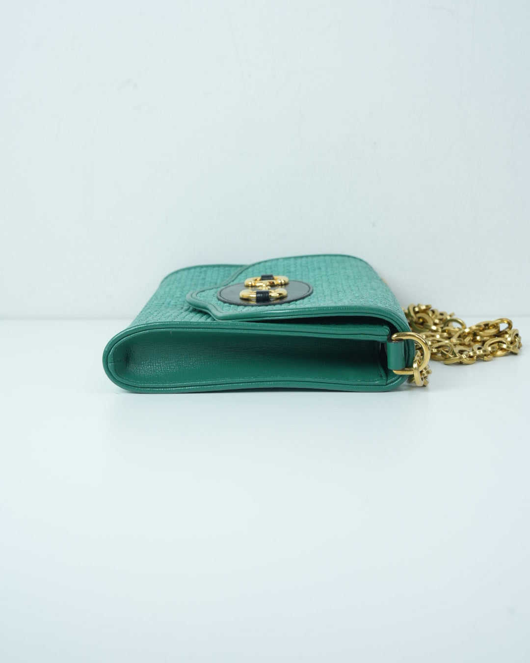 Horsebit 1955 Raffia Chain Bag