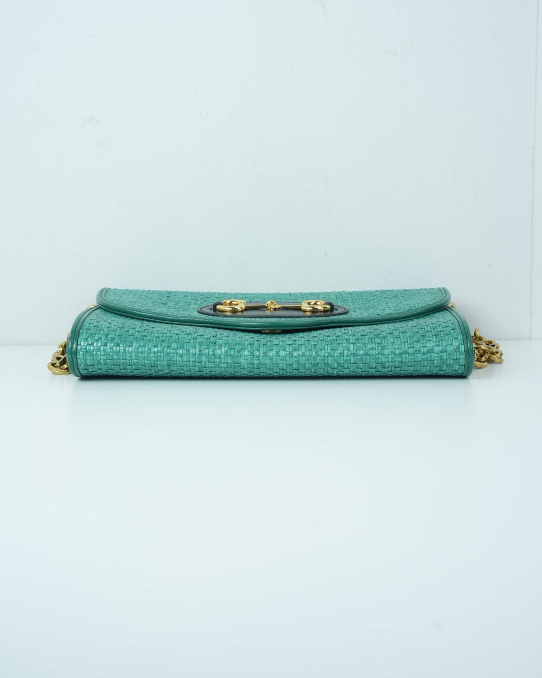 Horsebit 1955 Raffia Chain Bag