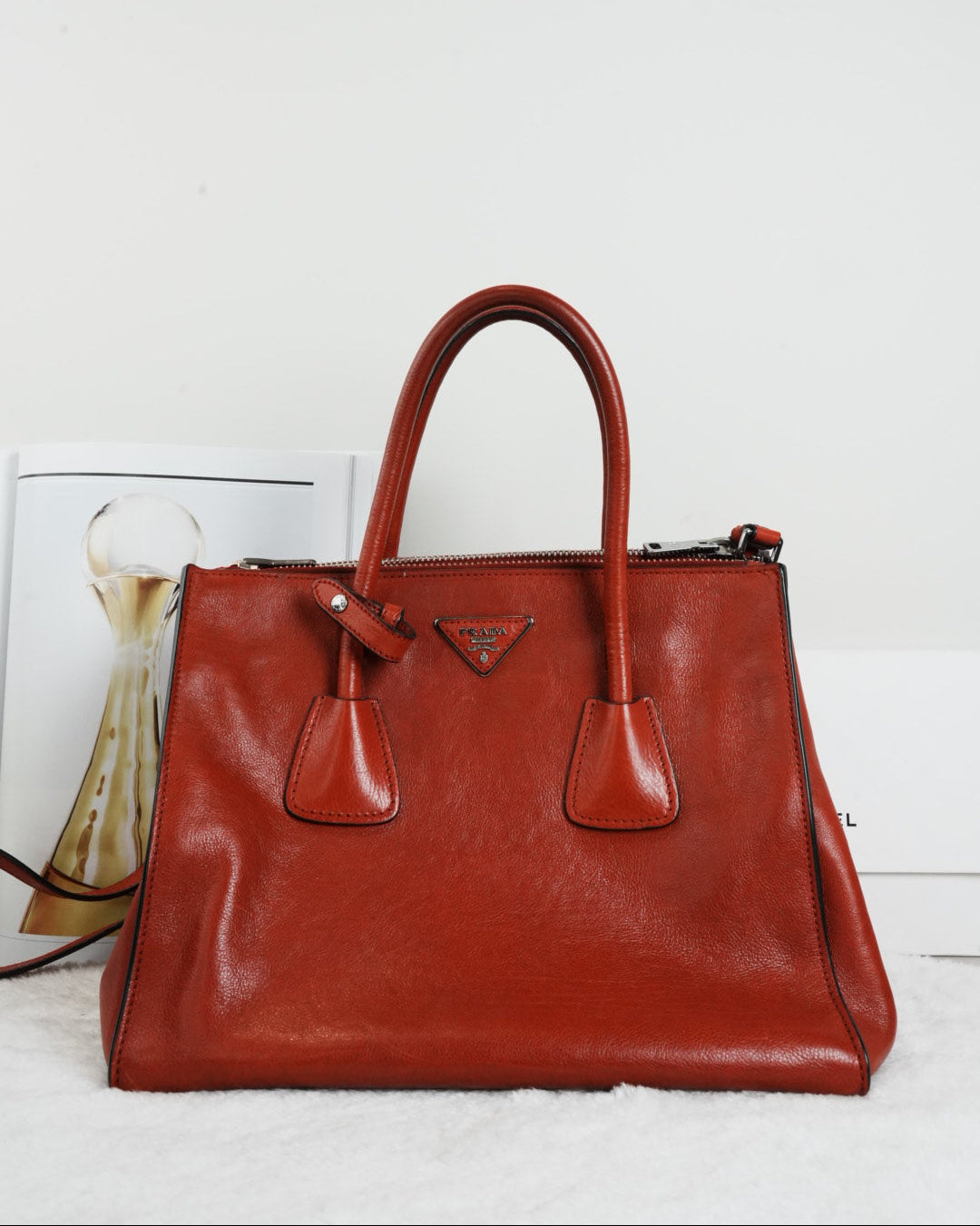 Glace Calf Twin Pocket Satchel