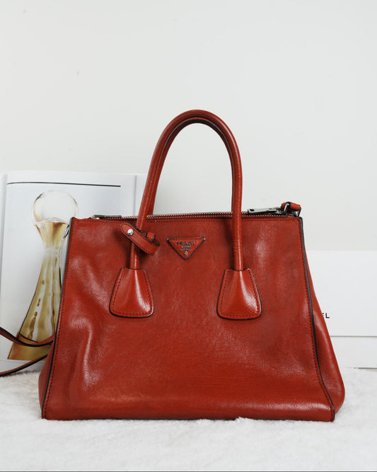 Glace Calf Twin Pocket Satchel