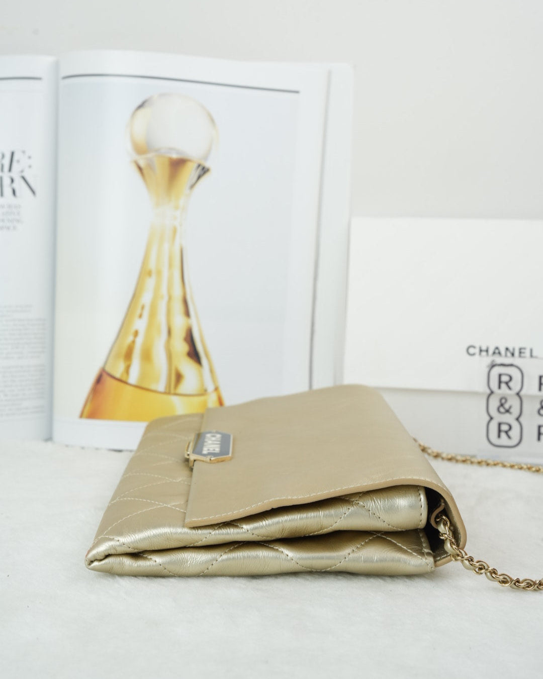 Quilted Retro Label Clutch