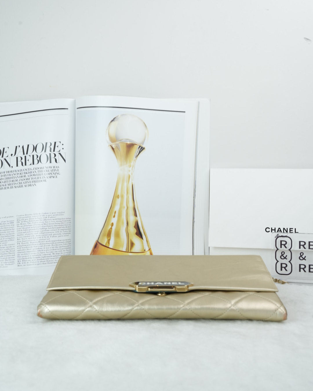 Quilted Retro Label Clutch