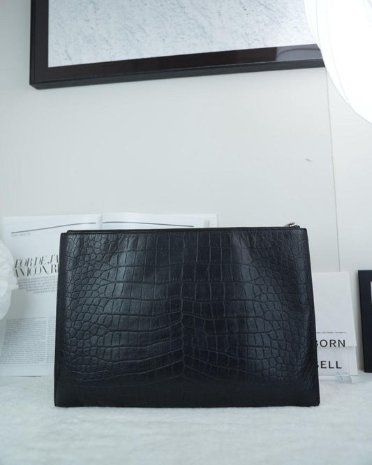 Black Croc Embossed