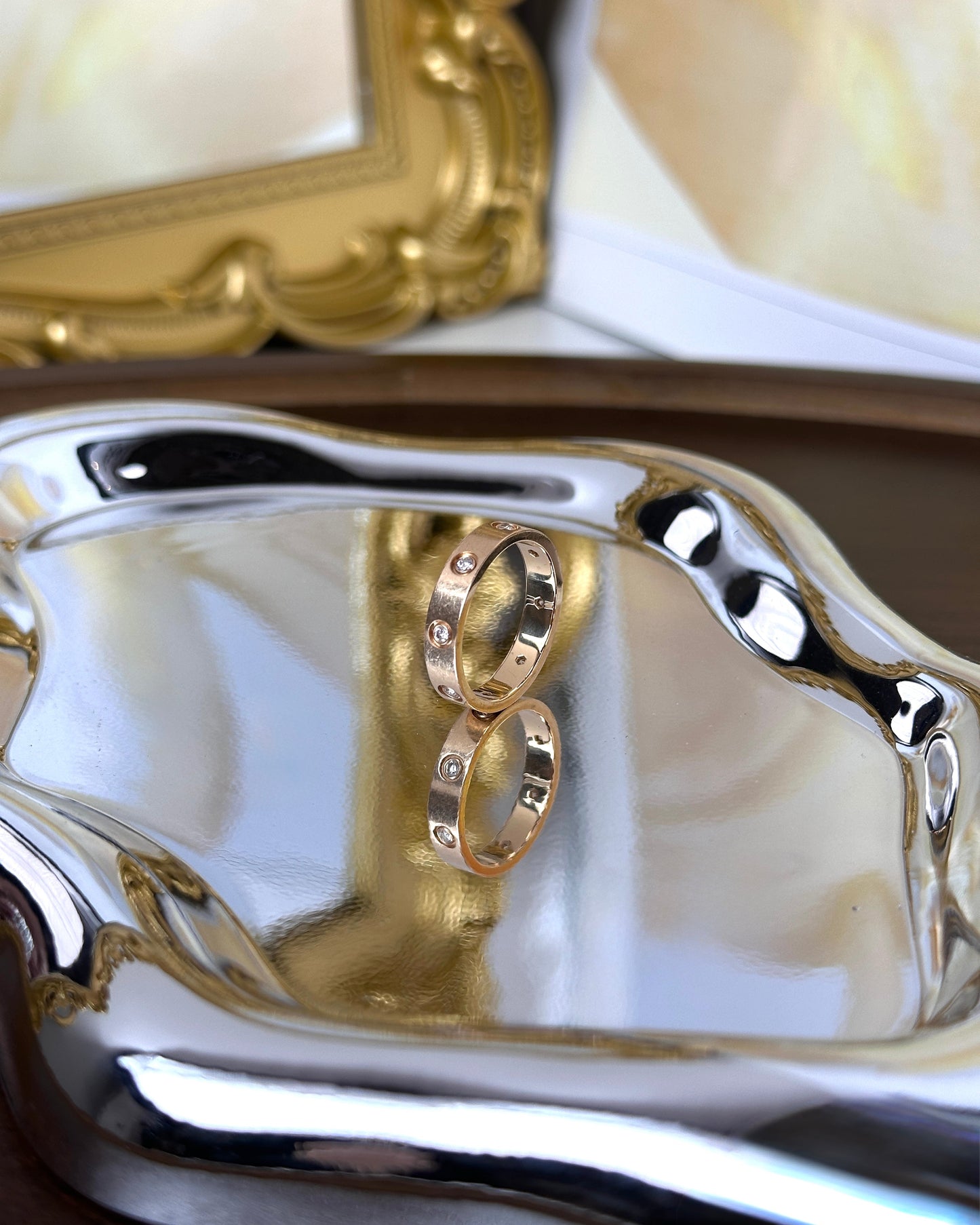 LOVE wedding band, 8 diamonds