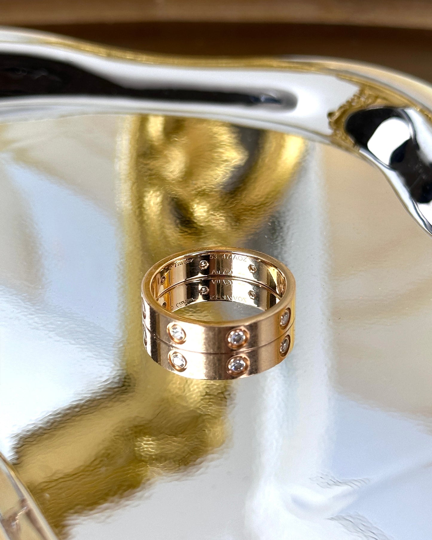 LOVE wedding band, 8 diamonds