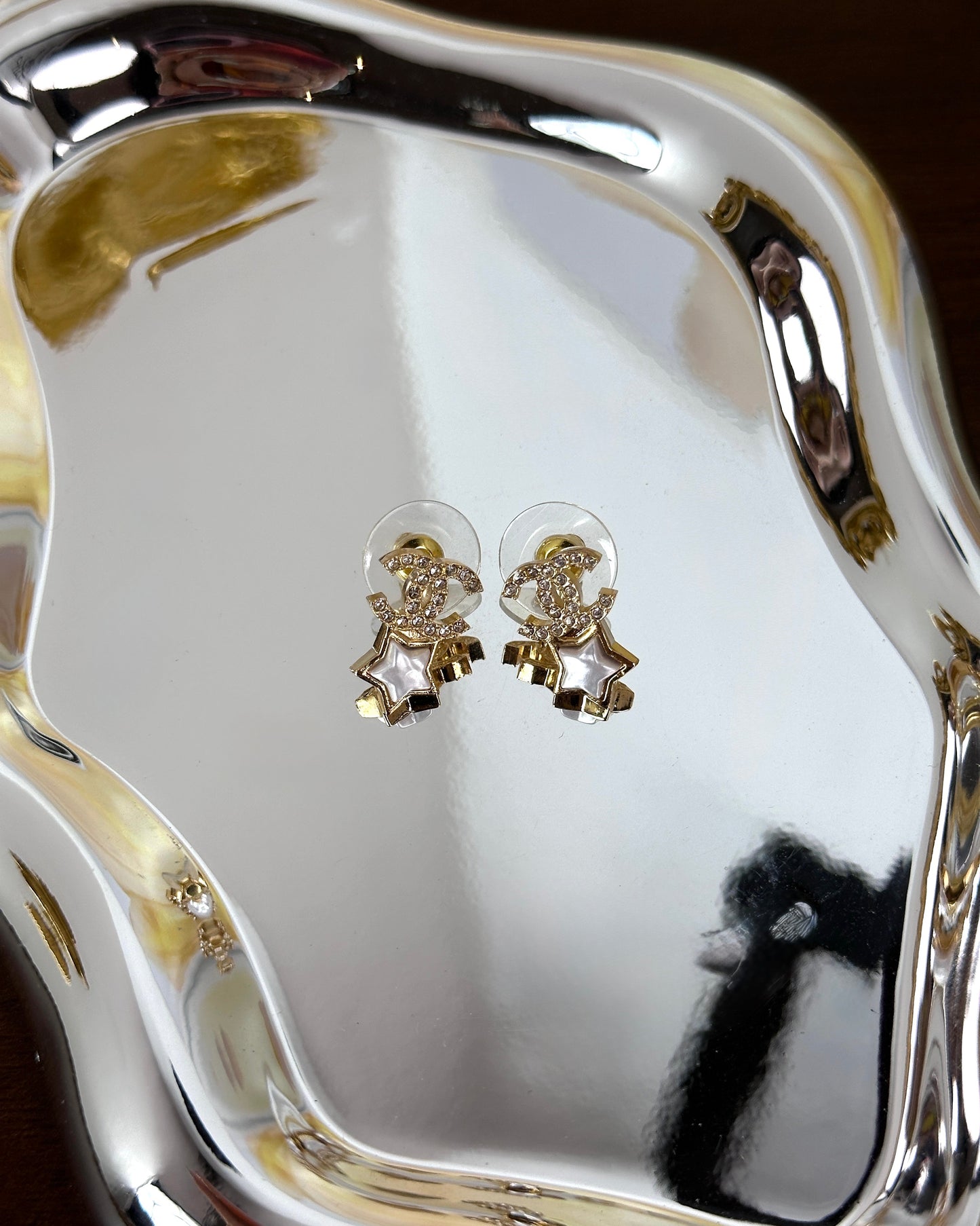 Crystal CC Star Dangle Earrings