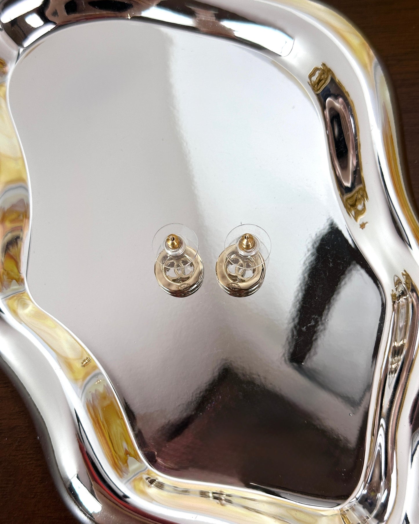 Crystal Round CC Stud Earrings