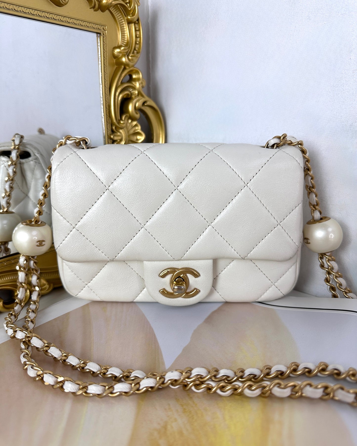 Mini Flap Bag with Pearl Crush