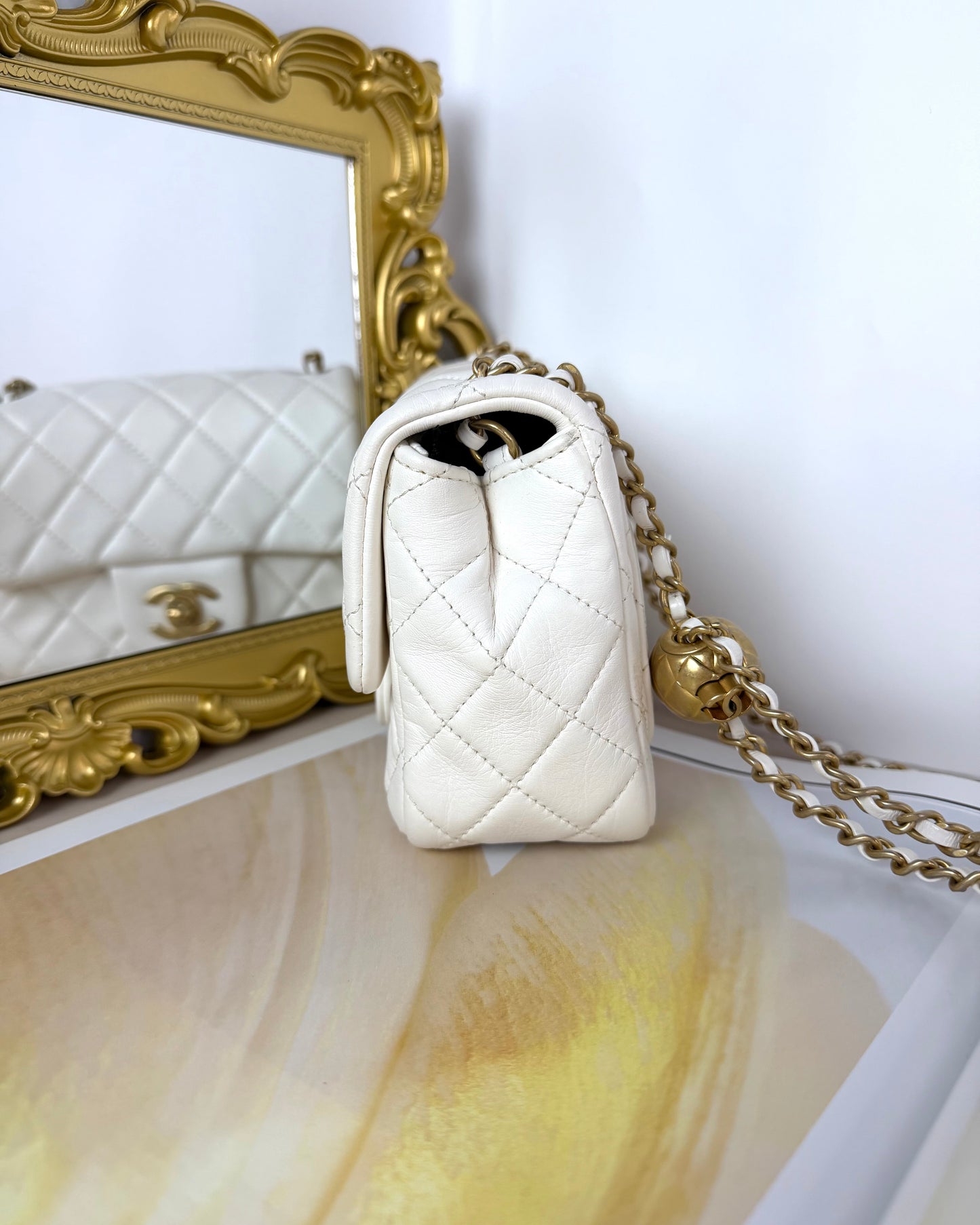 Pearl Crush Mini Square Flap Bag