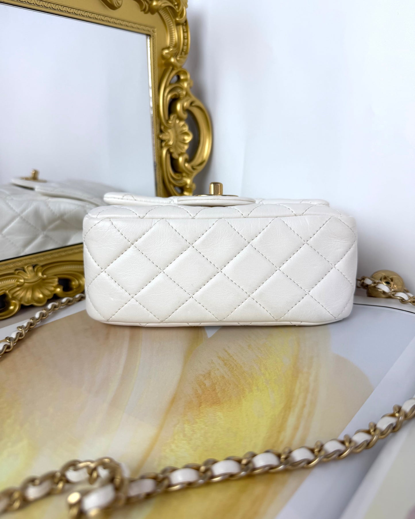 Pearl Crush Mini Square Flap Bag