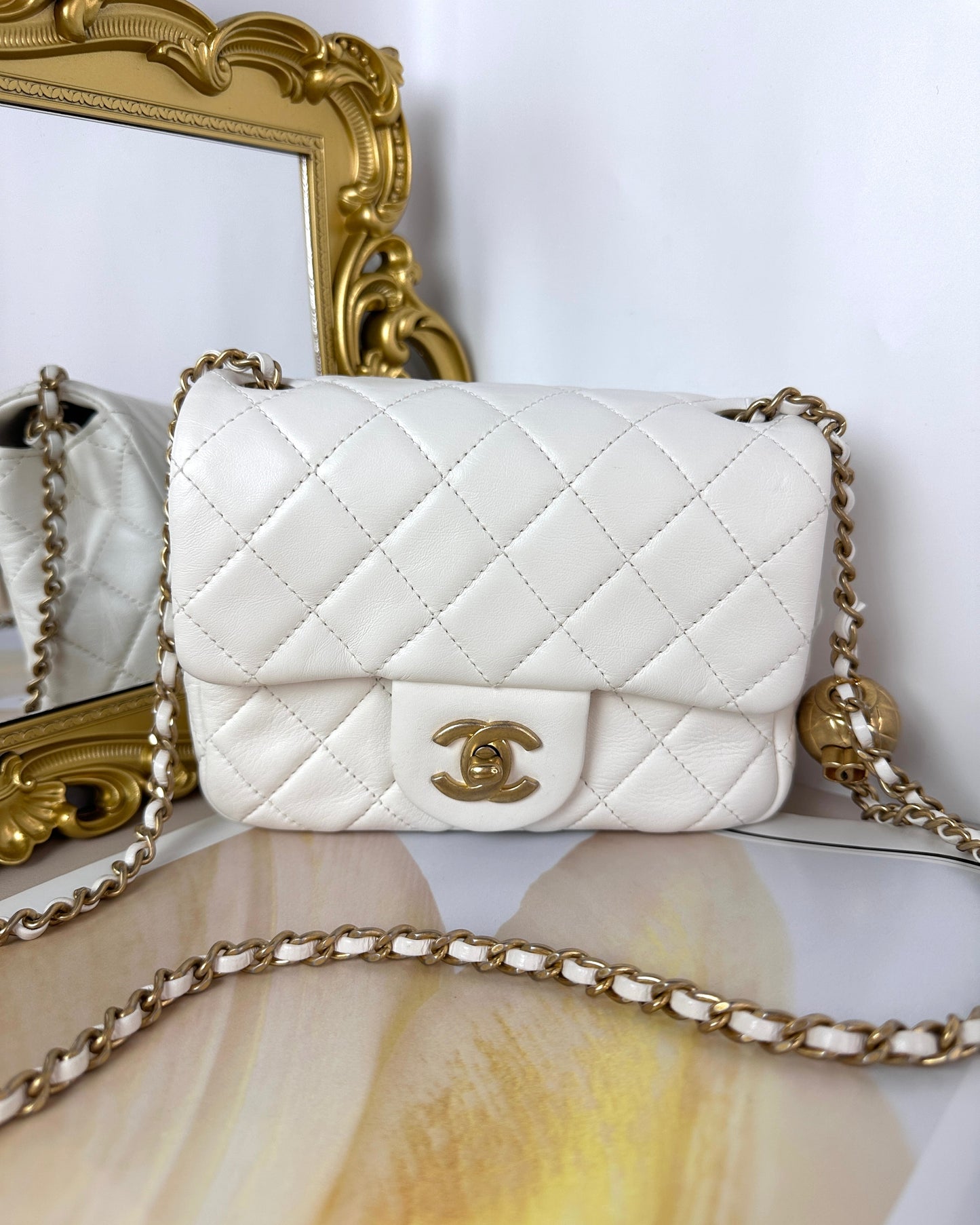 Pearl Crush Mini Square Flap Bag