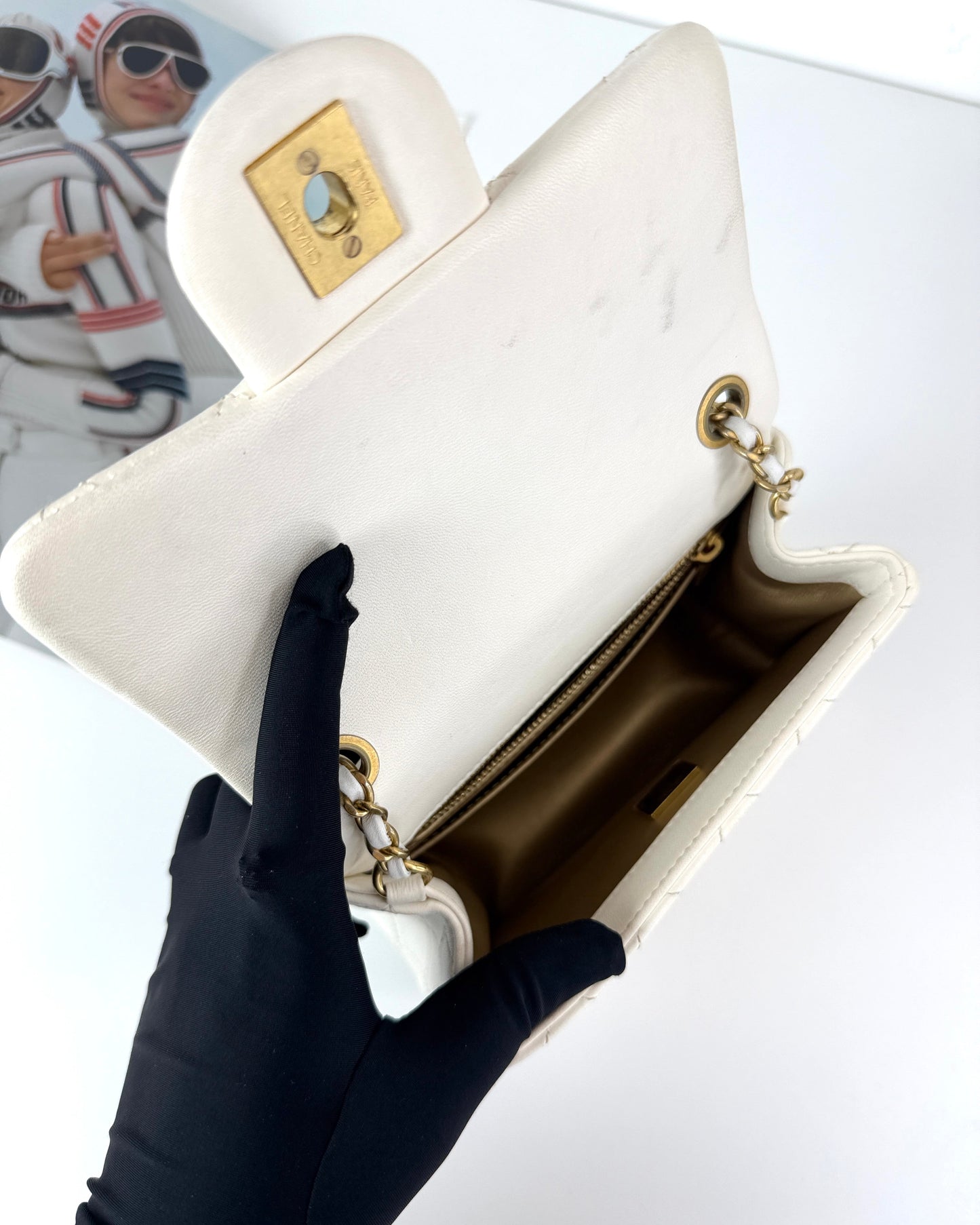Mini Square Pearl Crush Flap Bag