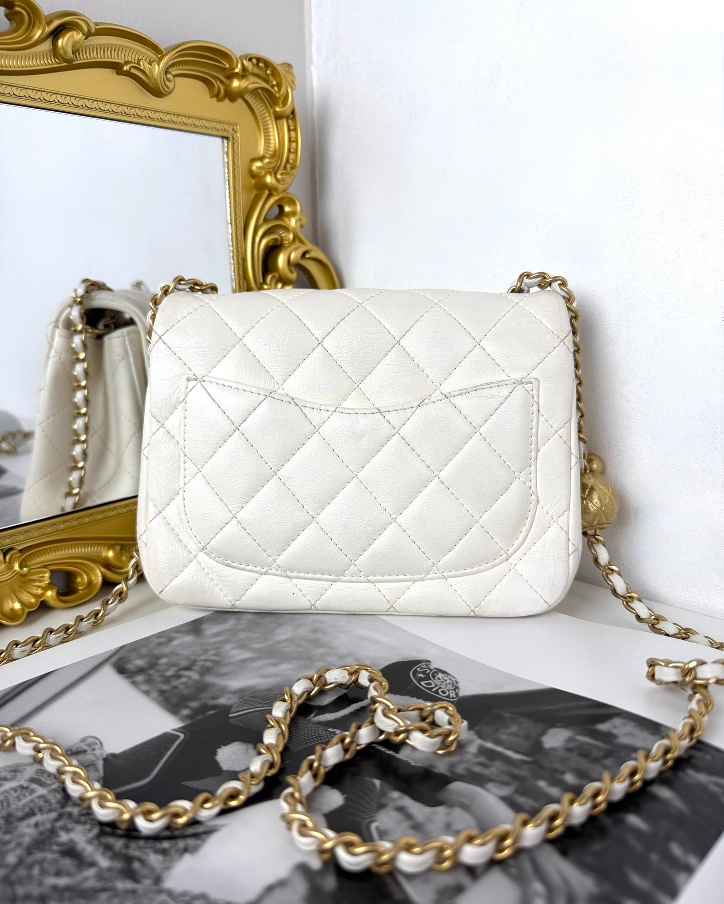 Mini Square Pearl Crush Flap Bag