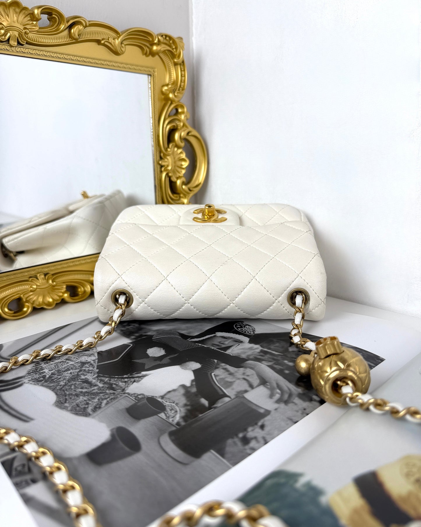 Mini Square Pearl Crush Flap Bag