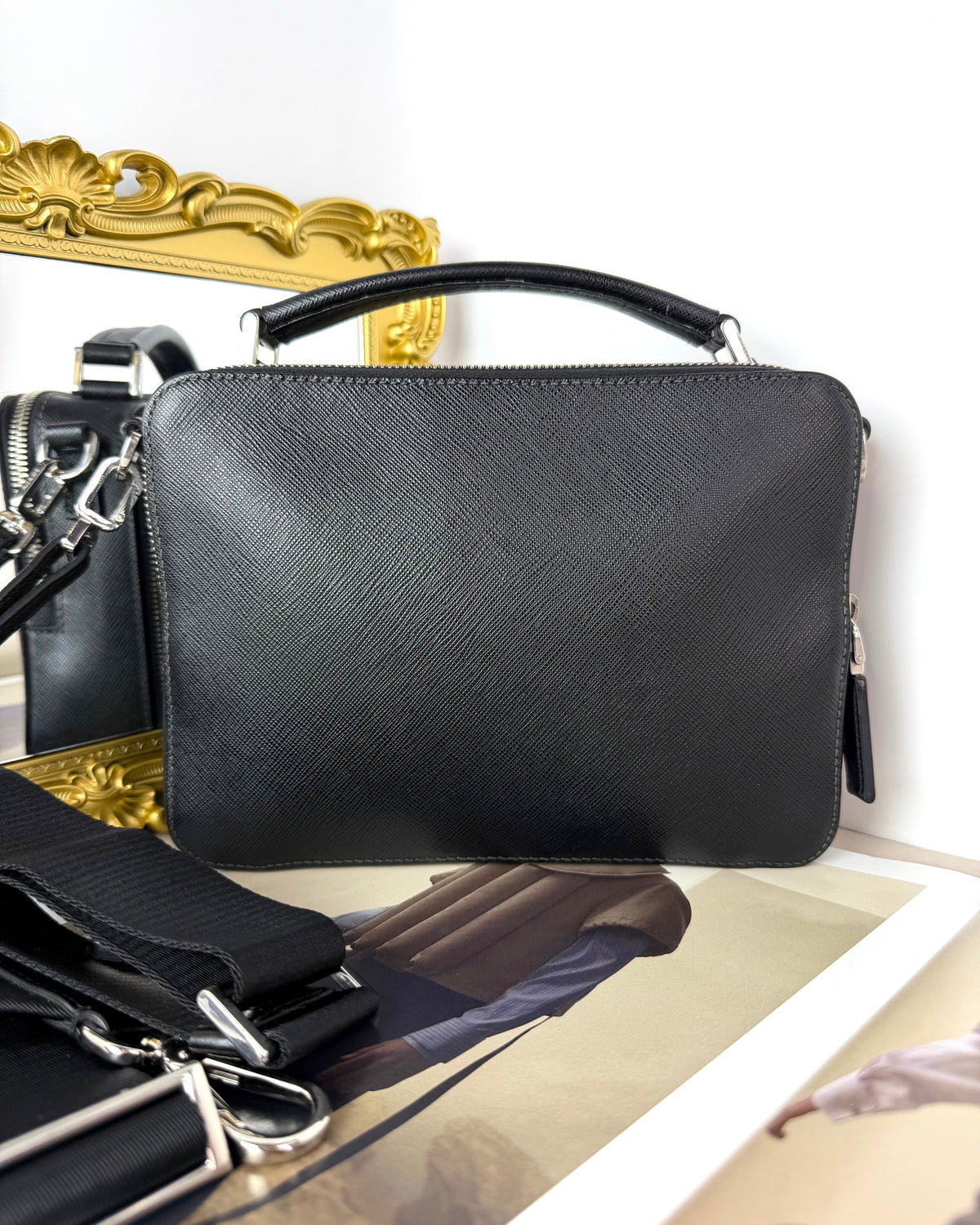 Prada Brique Zaffiano Leather Bag