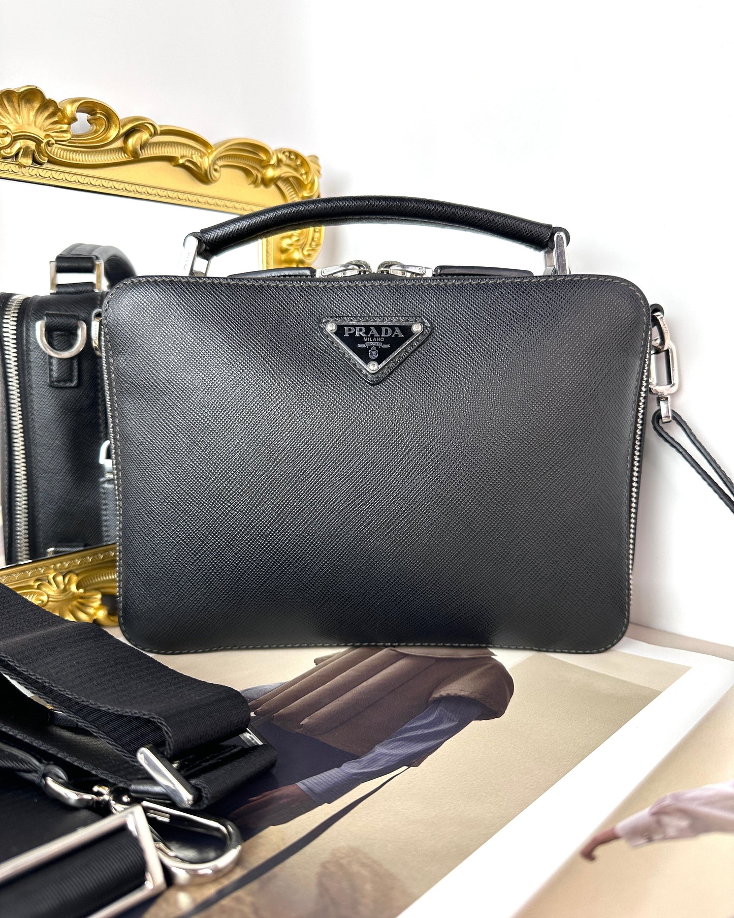 Prada Brique Zaffiano Leather Bag