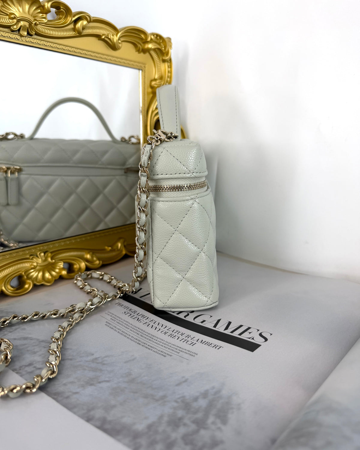 Top Handle Vanity Case with Chain