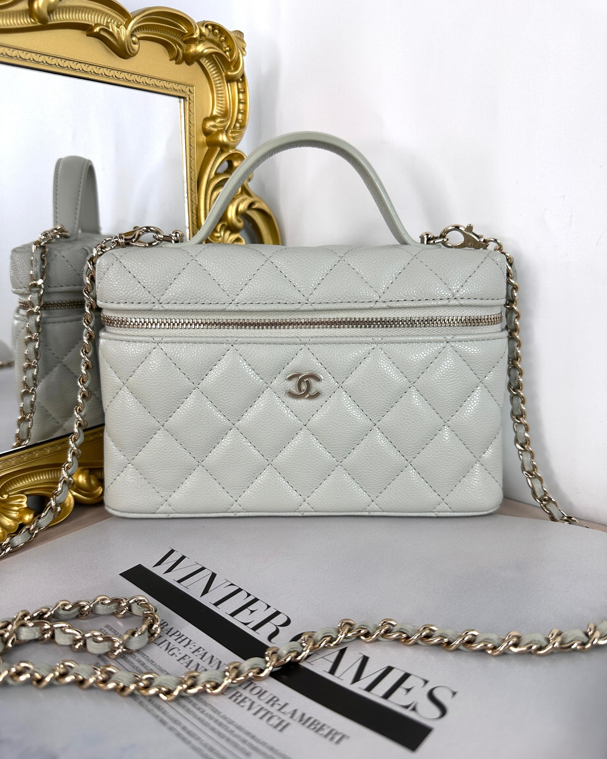 Top Handle Vanity Case with Chain