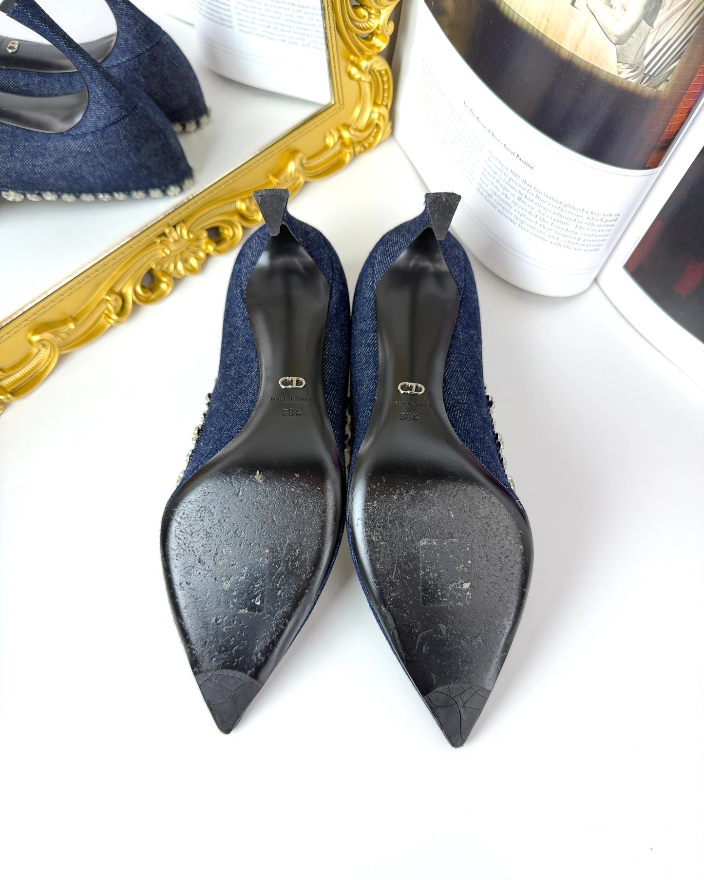 Denim Crystal Garland Pumps