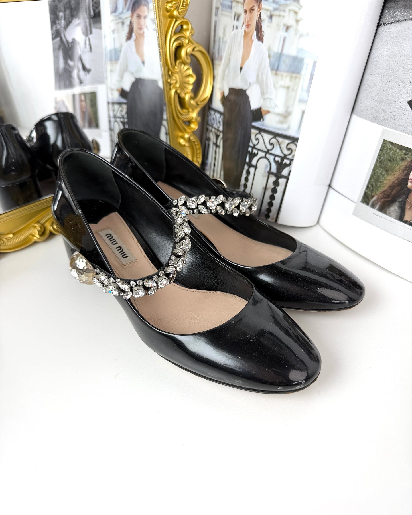 Crystal-Embellished Mary Jane Pumps