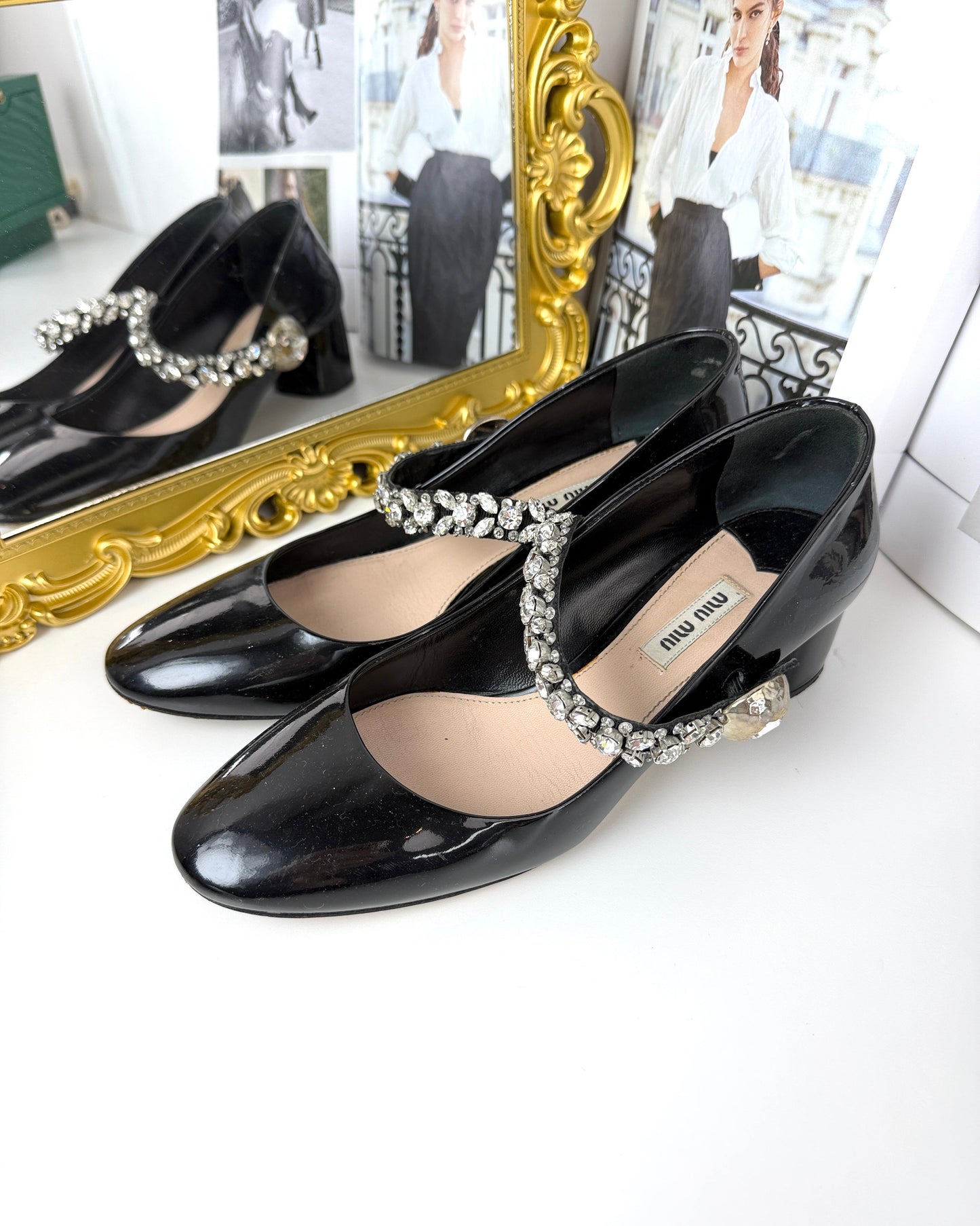 Crystal-Embellished Mary Jane Pumps