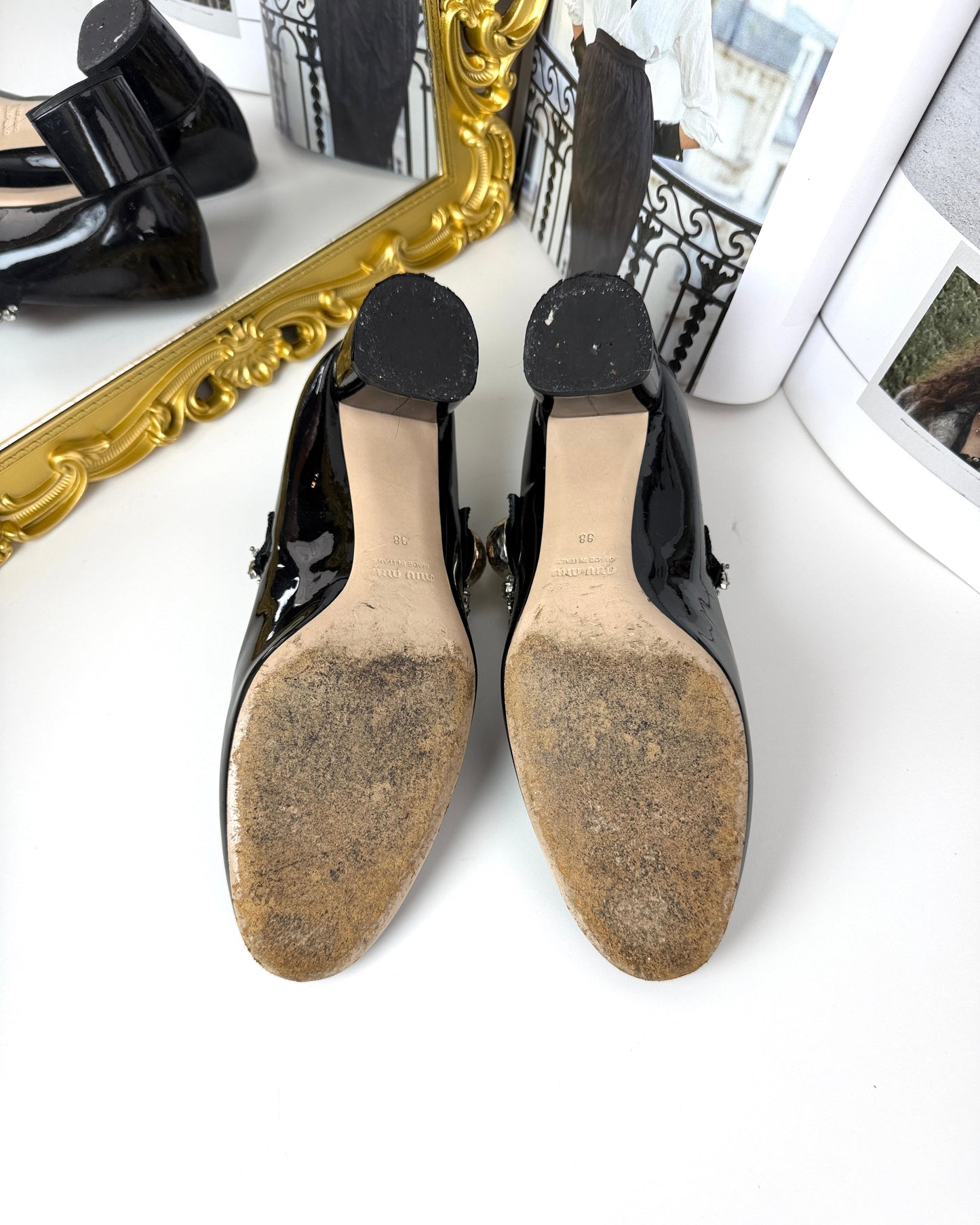 Crystal-Embellished Mary Jane Pumps