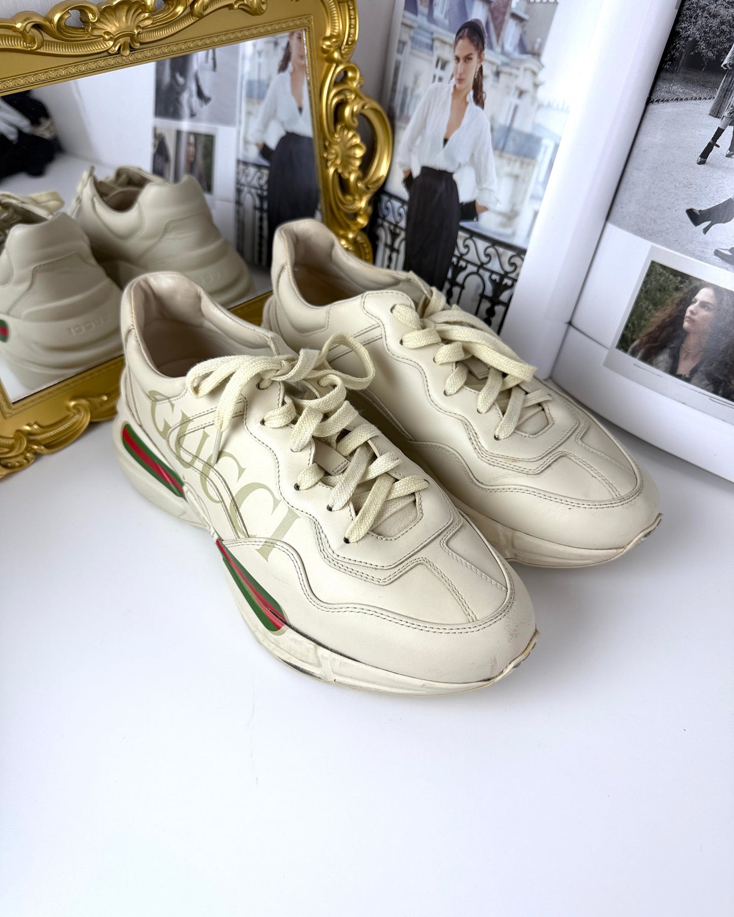 Rhyton Logo Leather Sneaker