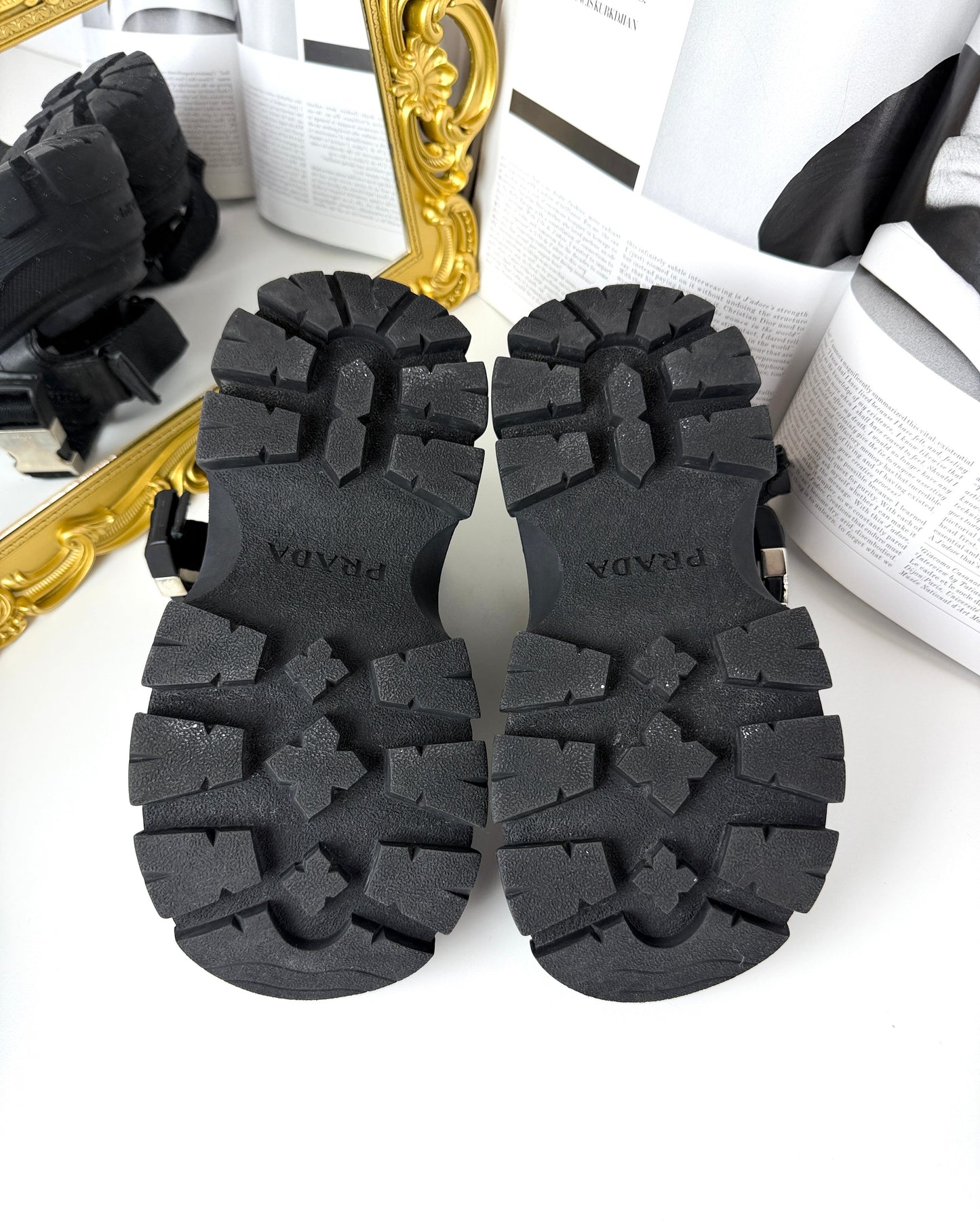 Sporty Leather Nylon Tape Sandals
