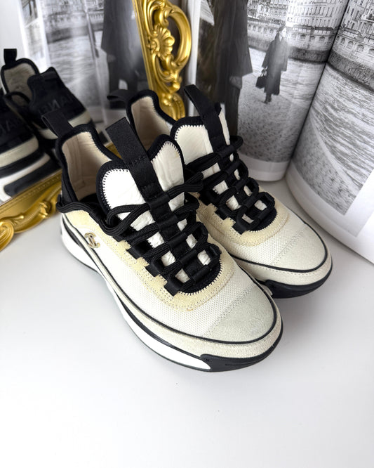 Velvet Calfskin & Mixed Fibers Sneakers