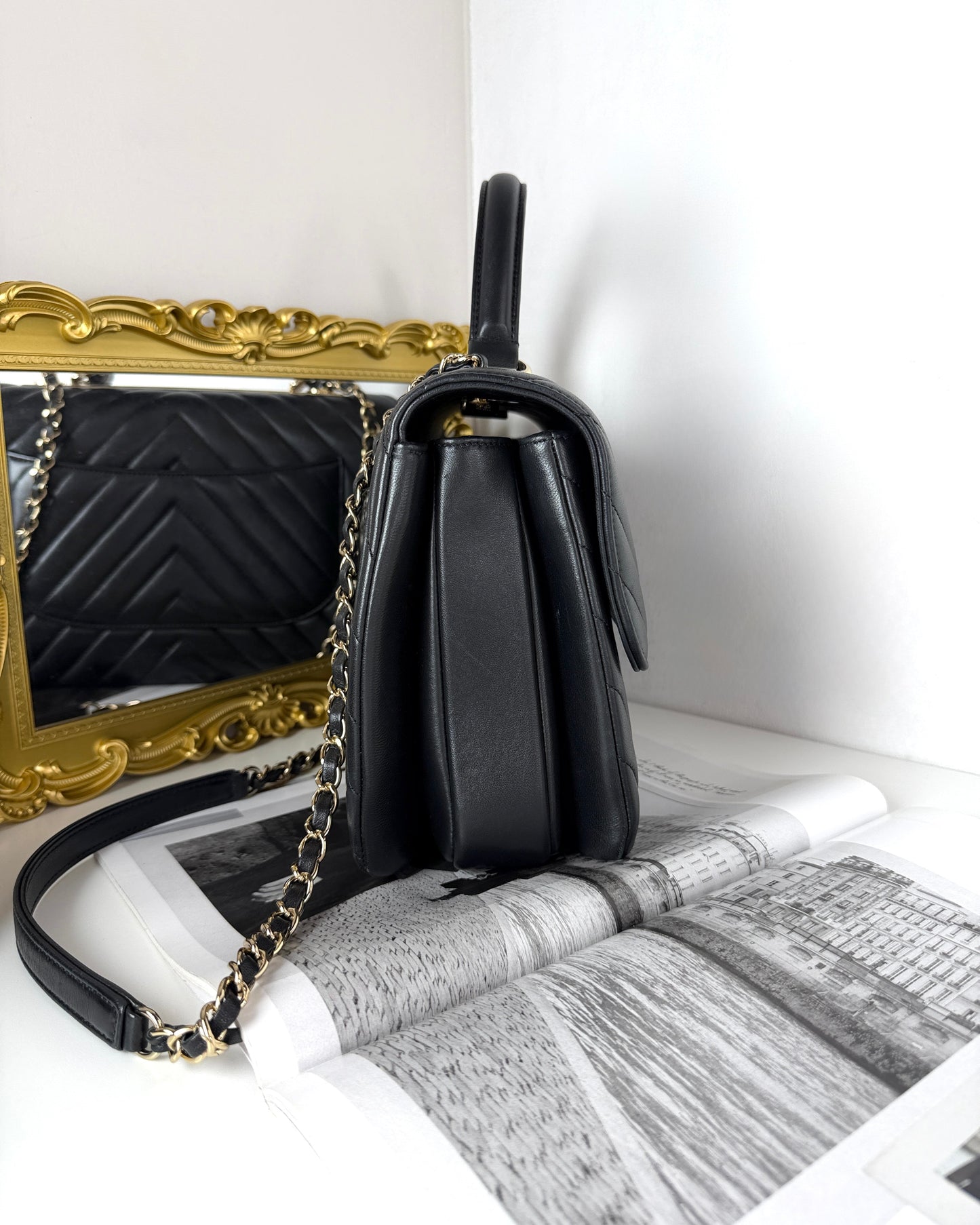 Trendy CC Flap Bag with Top Handle
