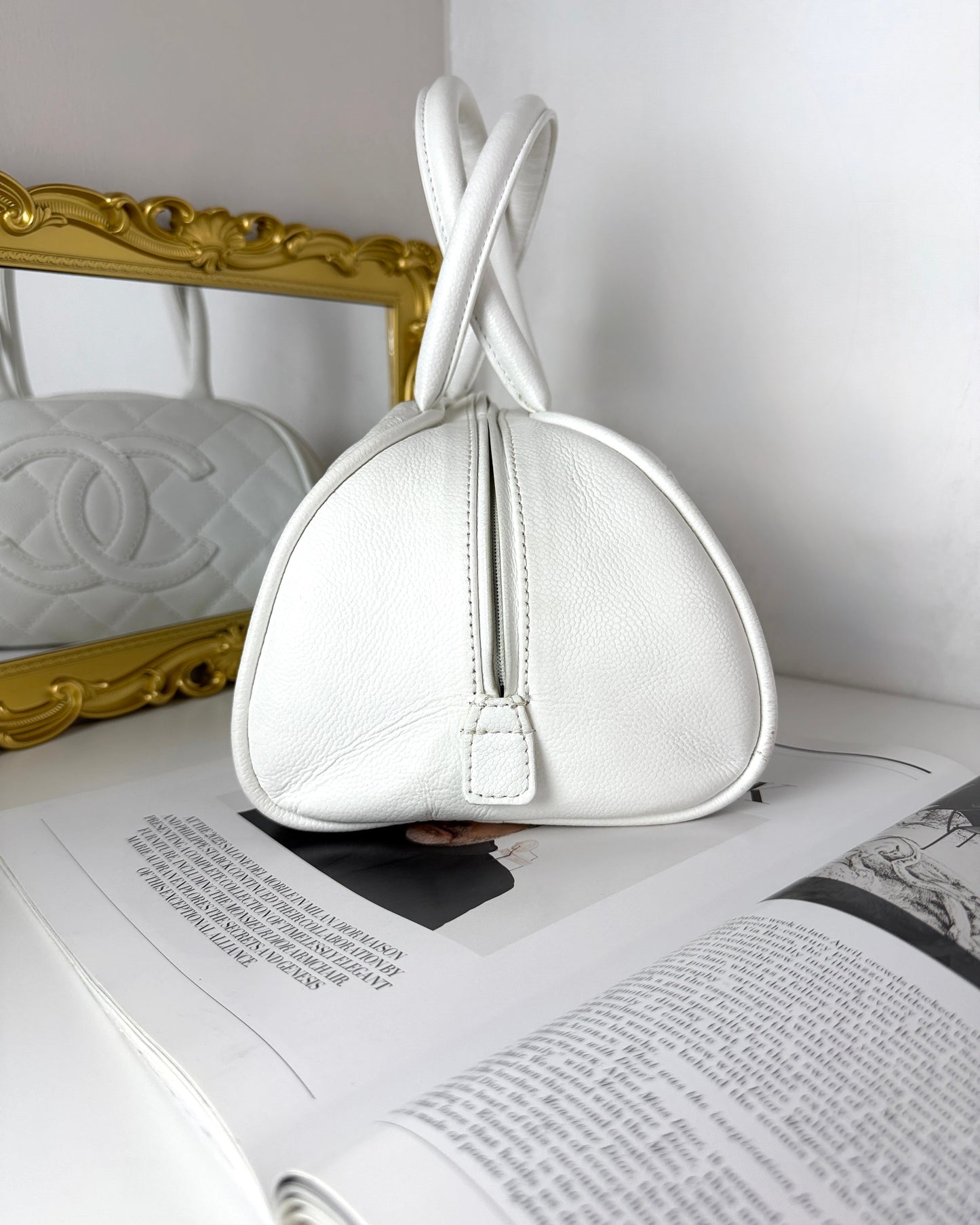 Quilted Caviar Bowling Bag