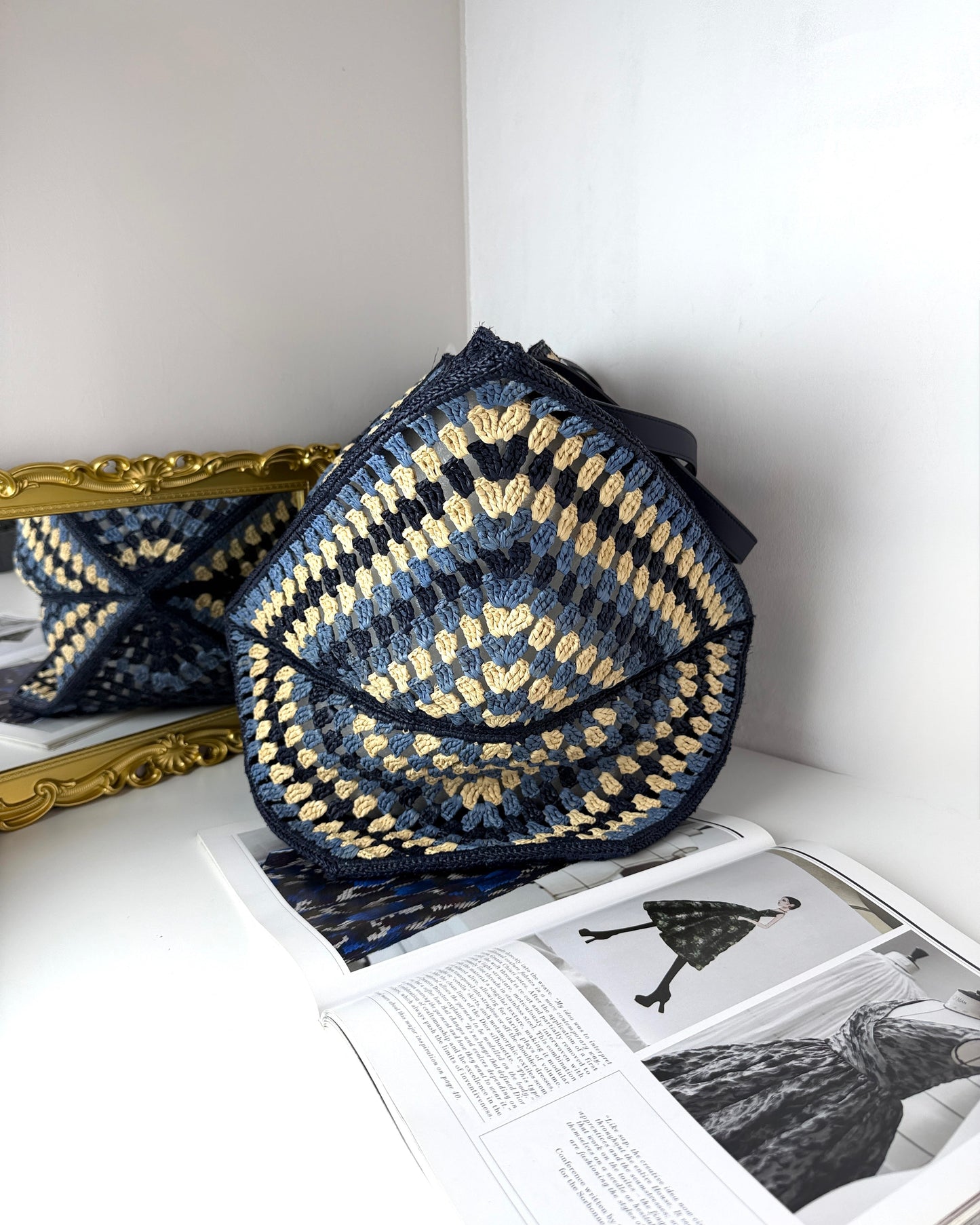 XL Puzzle Fold Tote in Raffia
