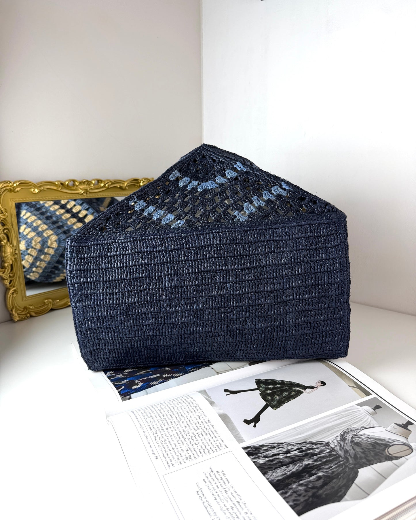 XL Puzzle Fold Tote in Raffia