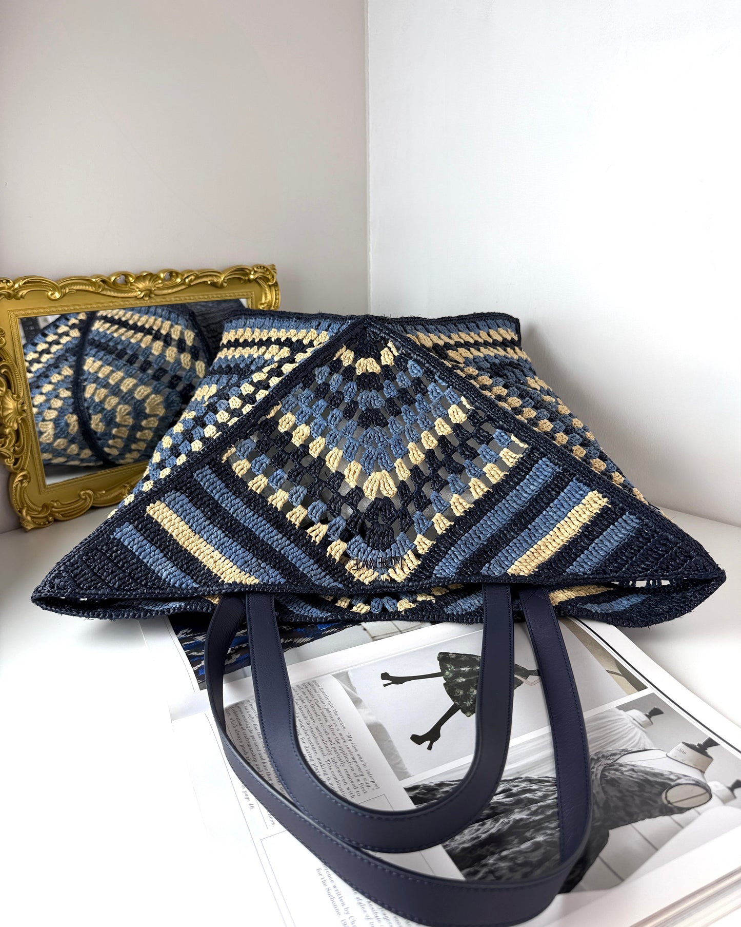 XL Puzzle Fold Tote in Raffia