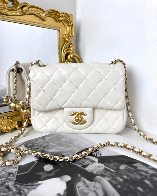 Mini Square Pearl Crush Flap Bag