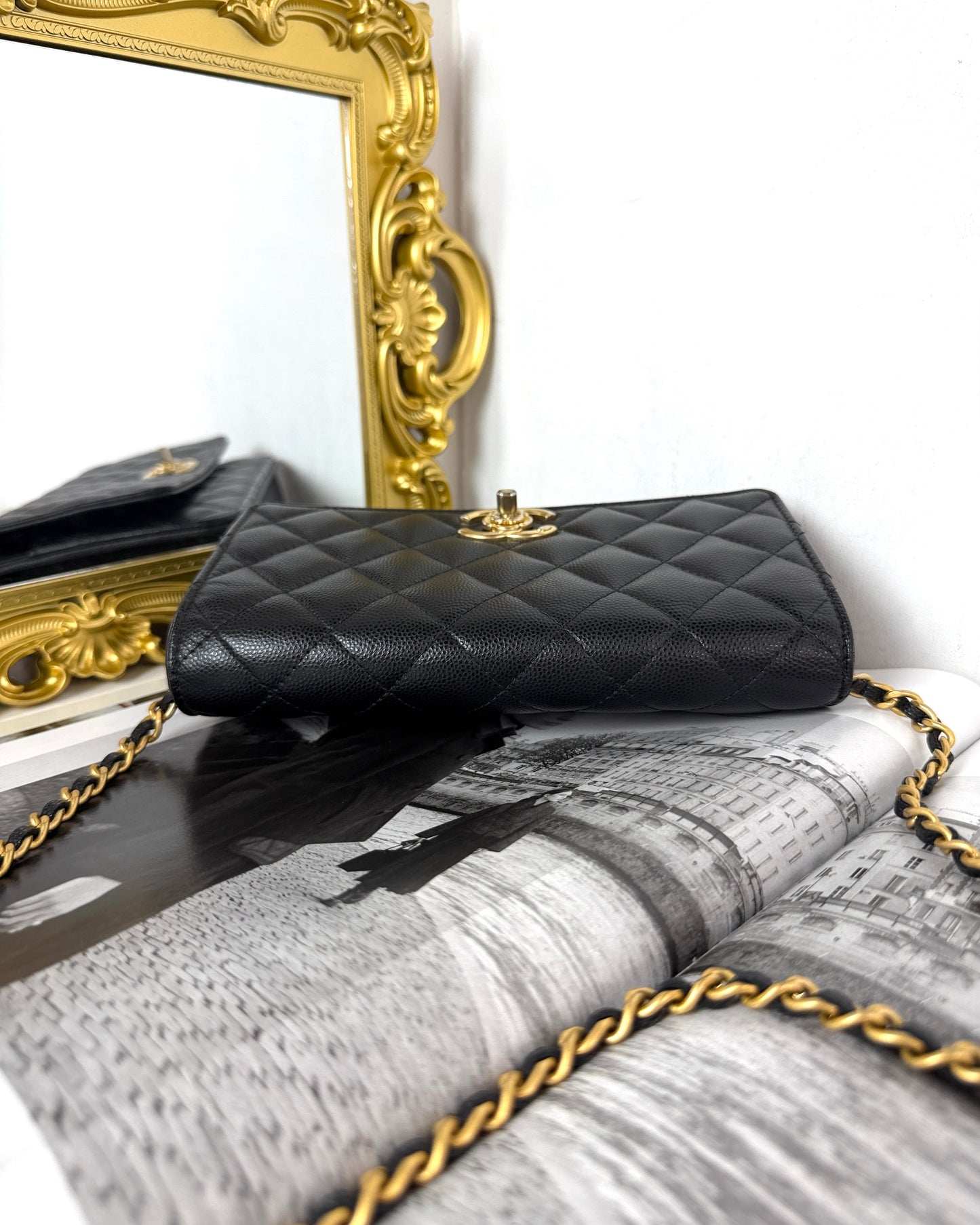 Caviar Quilted Camelia WOC